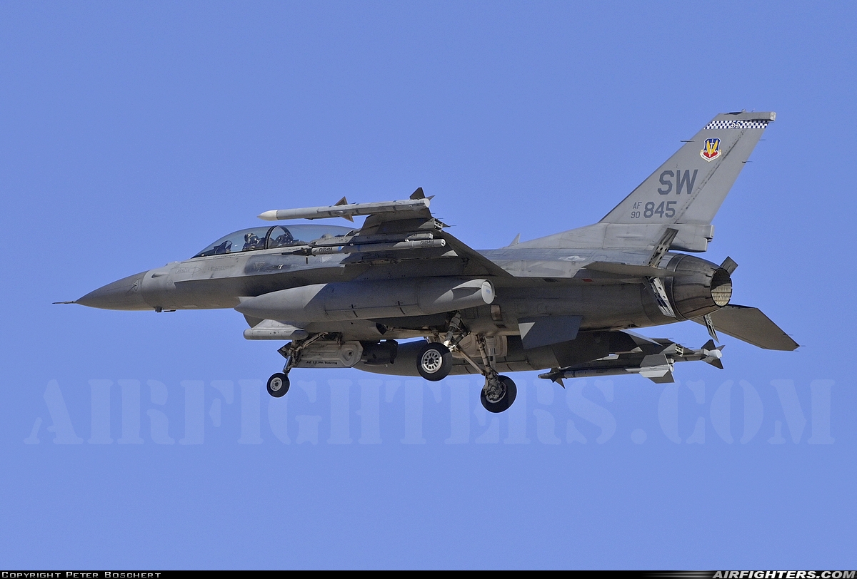 USA - Air Force General Dynamics F-16D Fighting Falcon 90-0845 at Las Vegas - Nellis AFB (LSV / KLSV), USA