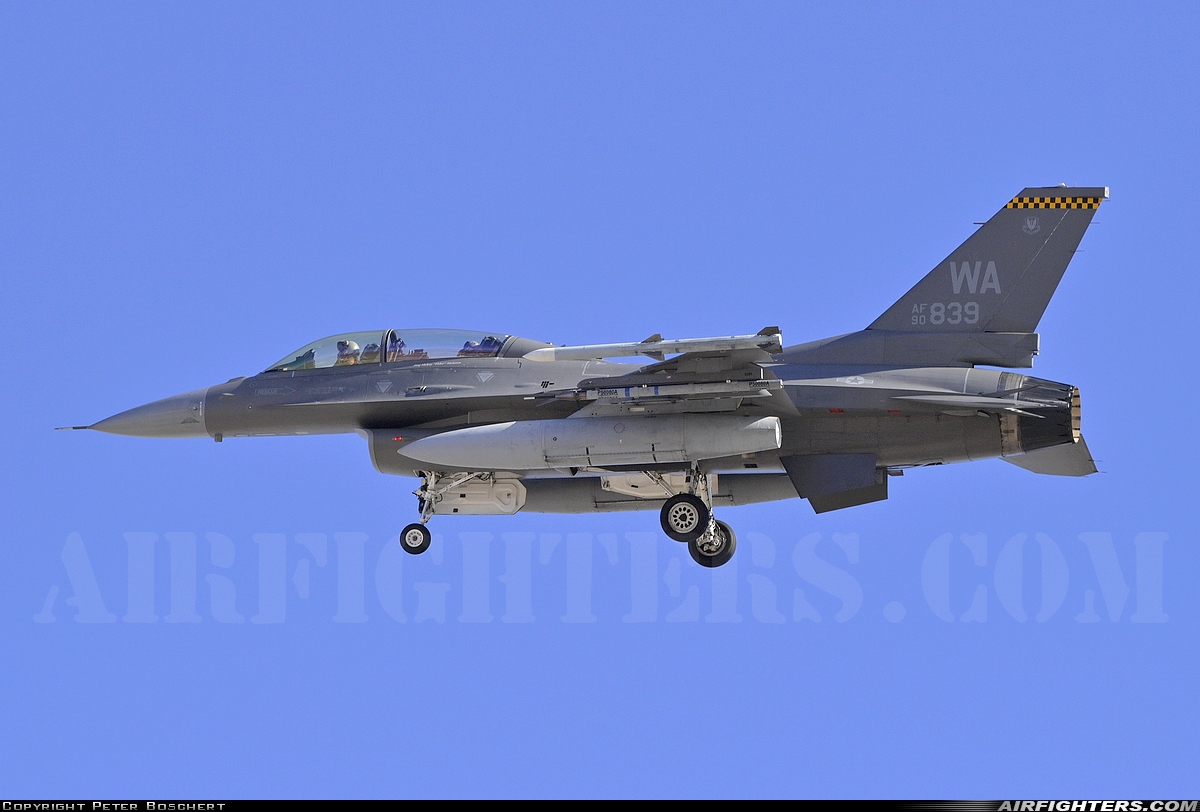 USA - Air Force General Dynamics F-16D Fighting Falcon 90-0839 at Las Vegas - Nellis AFB (LSV / KLSV), USA