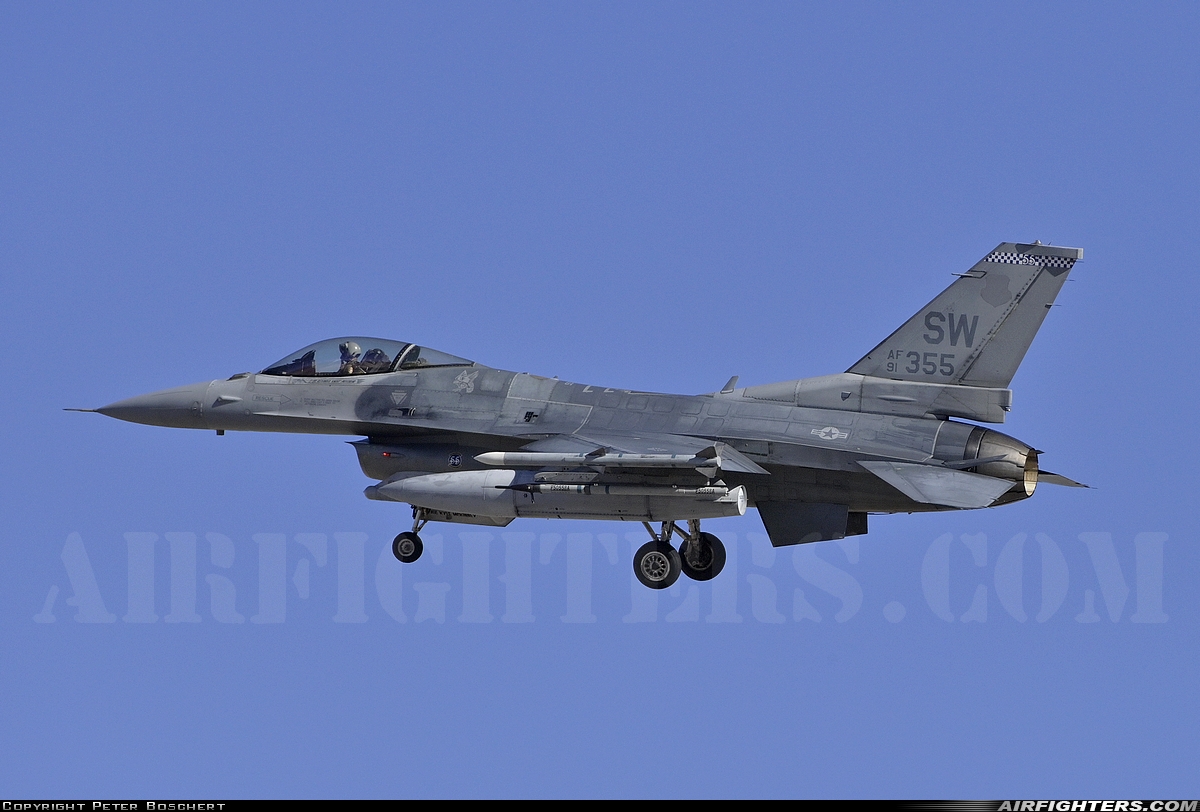 USA - Air Force General Dynamics F-16C Fighting Falcon 91-0355 at Las Vegas - Nellis AFB (LSV / KLSV), USA