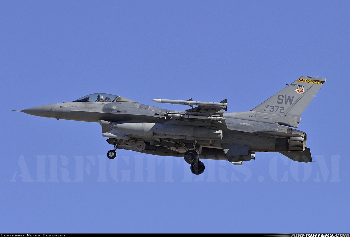 USA - Air Force General Dynamics F-16C Fighting Falcon 91-0372 at Las Vegas - Nellis AFB (LSV / KLSV), USA