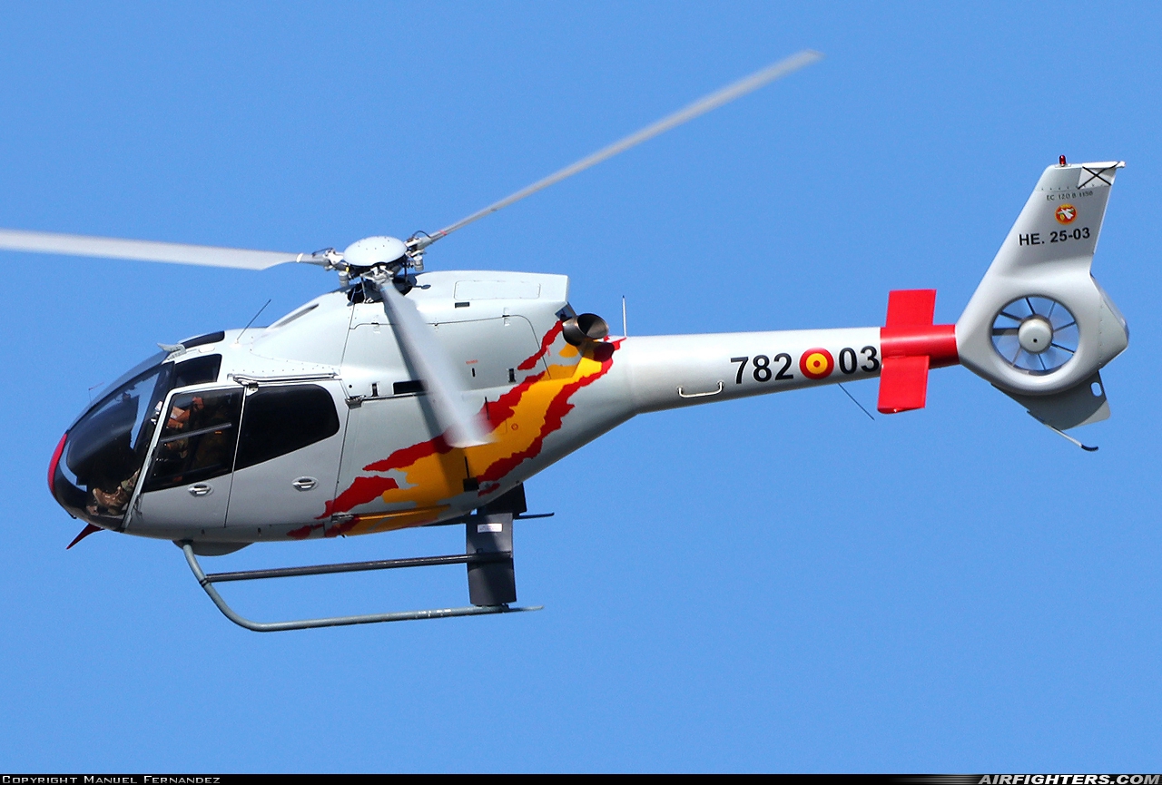 Spain - Air Force Eurocopter EC-120B Colibri HE.25-03 at Malaga (AGP / LEMG), Spain