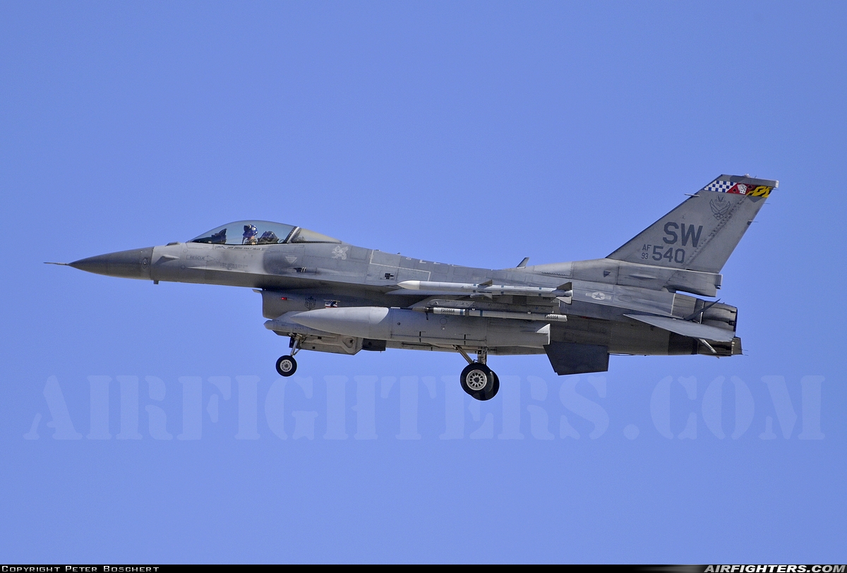 USA - Air Force General Dynamics F-16C Fighting Falcon 93-0540 at Las Vegas - Nellis AFB (LSV / KLSV), USA
