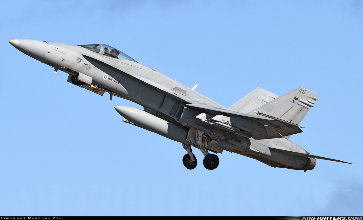Finland - Air Force McDonnell Douglas F/A-18C Hornet HN-445 at Rovaniemi (RVN / EFRO), Finland