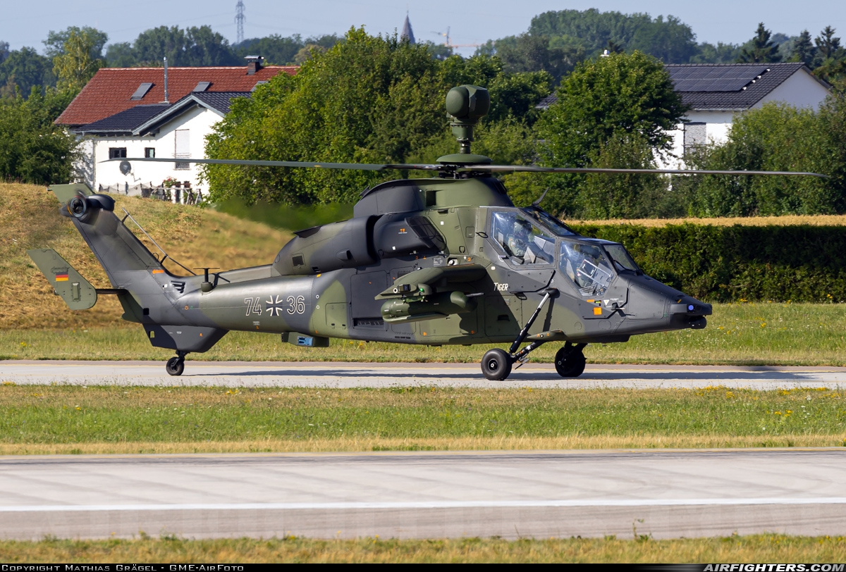 Germany - Air Force Eurocopter EC-665 Tiger UHT 74+36 at Neuburg - Zell (ETSN), Germany