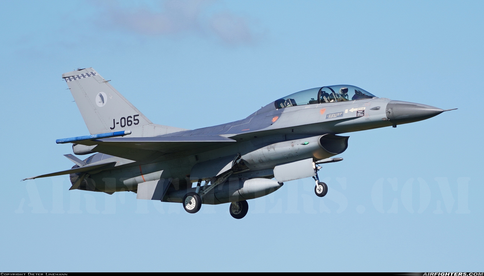 Netherlands - Air Force General Dynamics F-16BM Fighting Falcon J-065 at Leeuwarden (LWR / EHLW), Netherlands