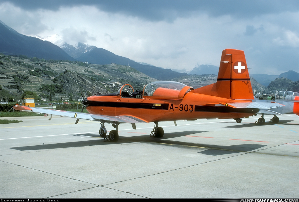 Switzerland - Air Force Pilatus PC-7 Turbo Trainer A-903 at Sion (- Sitten) (SIR / LSGS / LSMS), Switzerland