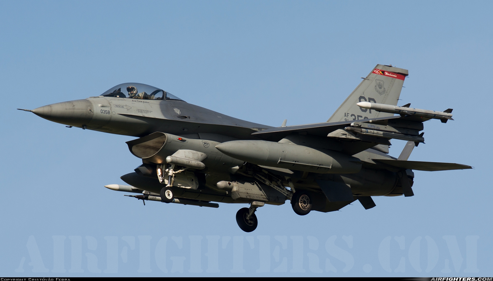 USA - Air Force General Dynamics F-16C Fighting Falcon 91-0358 at Monte Real (BA5) (LPMR), Portugal