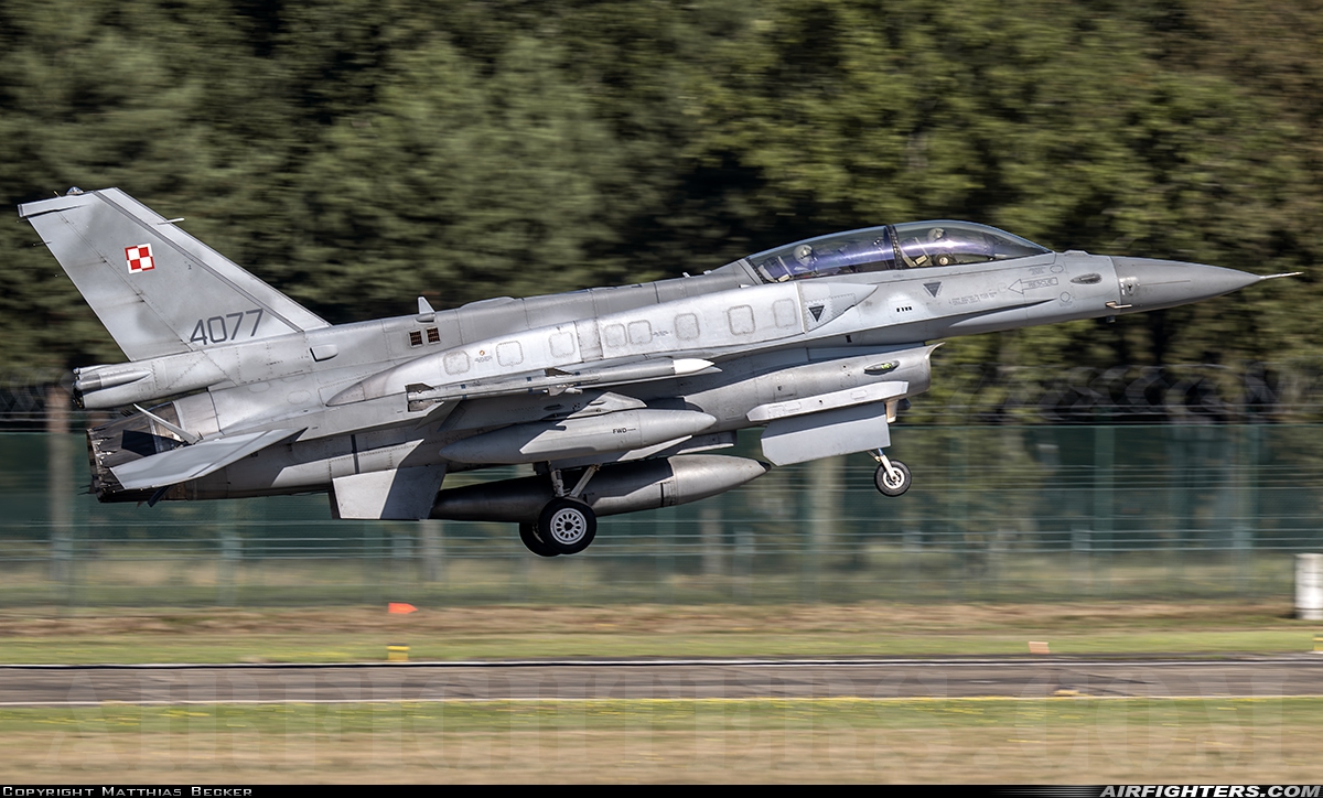 Poland - Air Force General Dynamics F-16D Fighting Falcon 4077 at Kleine Brogel (EBBL), Belgium