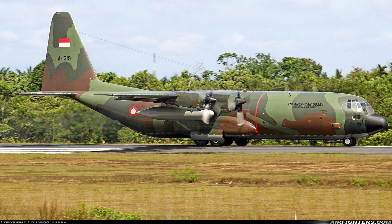 Indonesia - Air Force Lockheed C-130H-30 Hercules (L-382) A-1319 at Pekanbaru - Sultan Syarif Kasim II (Simpang Tiga) (PKU / WIBB), Indonesia