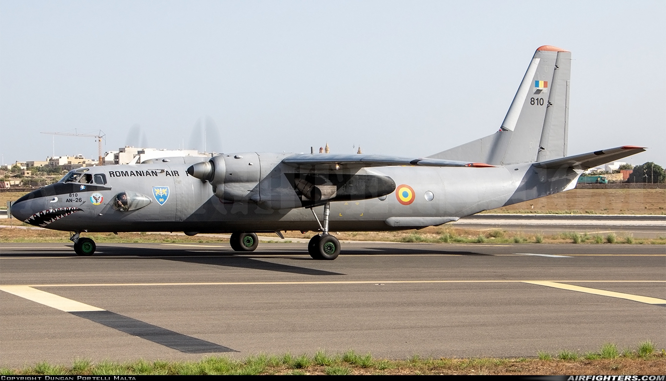 Romania - Air Force Antonov An-26 810 at Luqa - Malta International (MLA / LMML), Malta