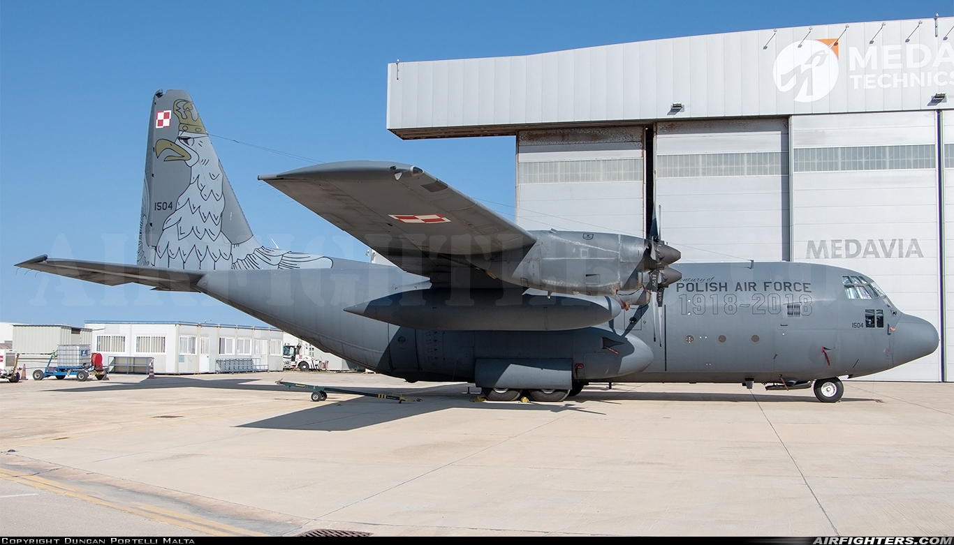 Poland - Air Force Lockheed C-130E Hercules (L-382) 1504 at Luqa - Malta International (MLA / LMML), Malta