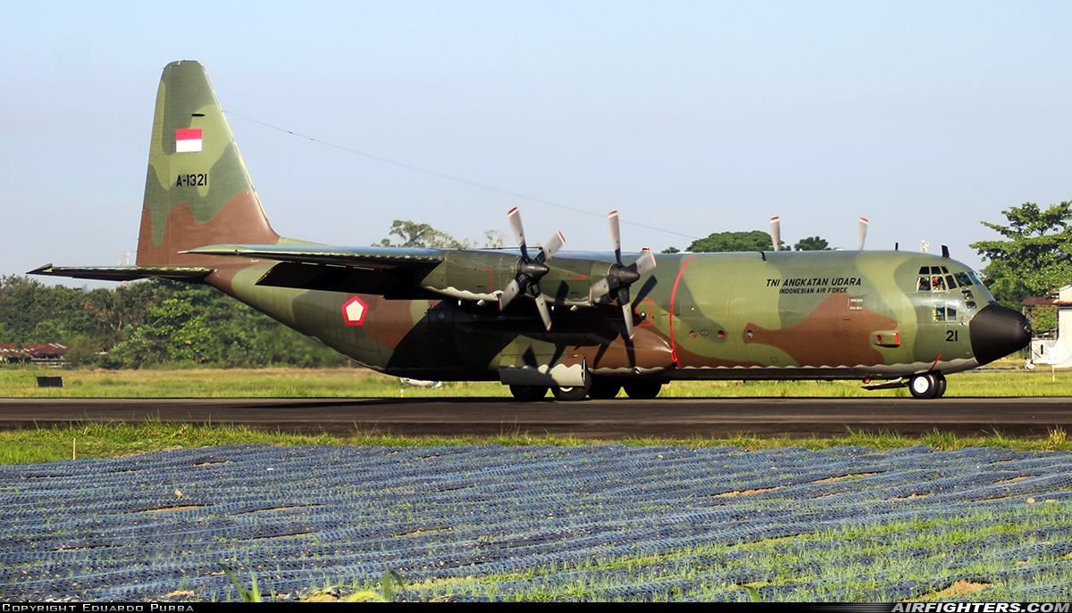 Indonesia - Air Force Lockheed C-130H-30 Hercules (L-382) A-1321 at Medan - Polonia (MES / WIMM), Indonesia