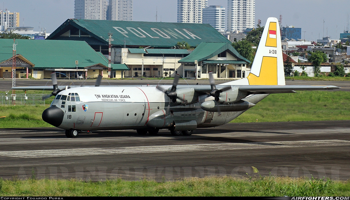 Indonesia - Air Force Lockheed C-130H-30 Hercules (L-382) A-1318 at Medan - Polonia (MES / WIMM), Indonesia