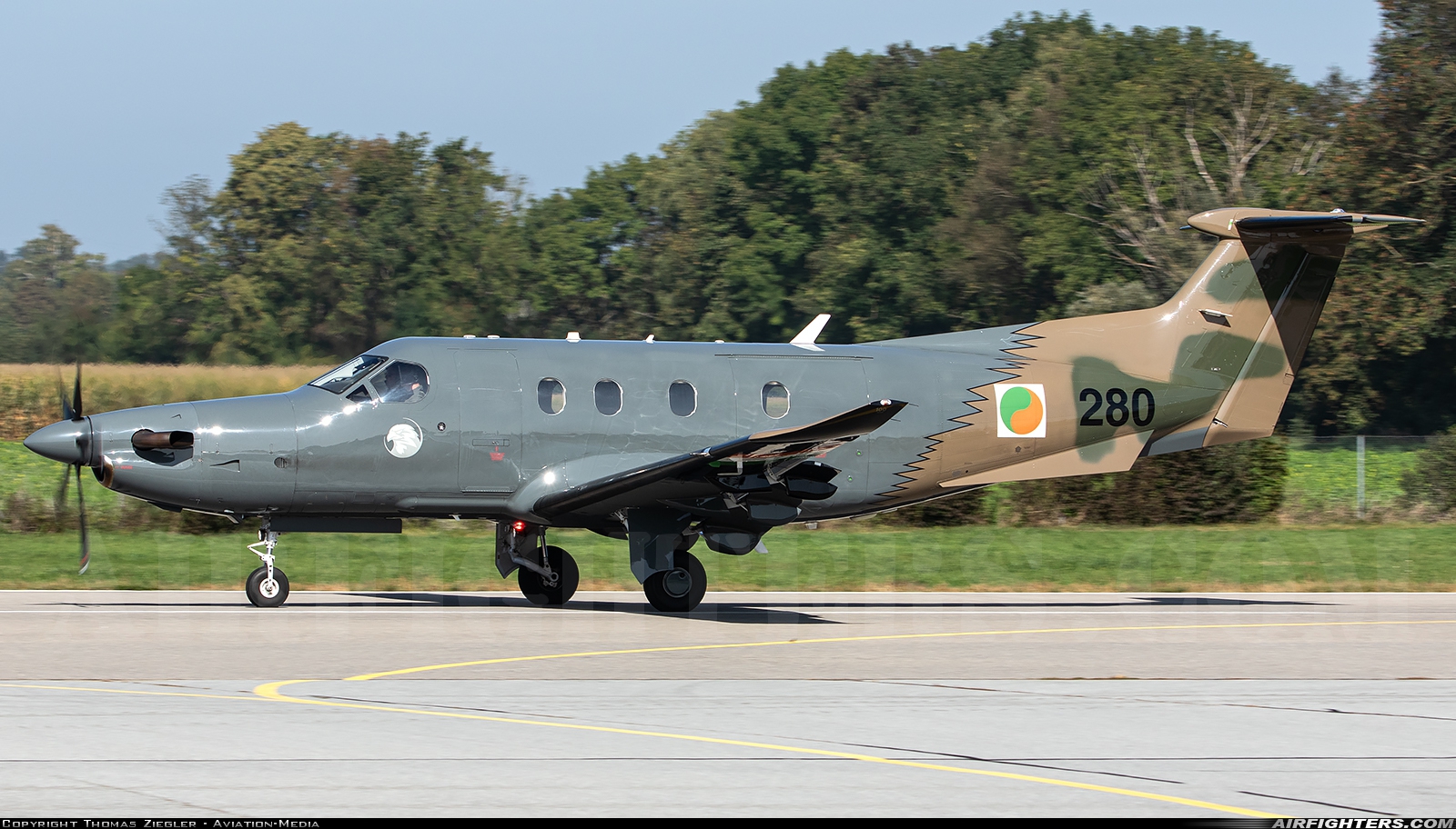 Ireland - Air Force Pilatus PC-12NG 280 at Augsburg (- Muhlhausen) (AGB / EDMA), Germany
