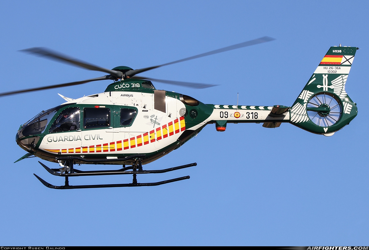 Spain - Guardia Civil Eurocopter EC-135T3 HU.26-36A-10302 at Madrid - Torrejon (TOJ / LETO), Spain