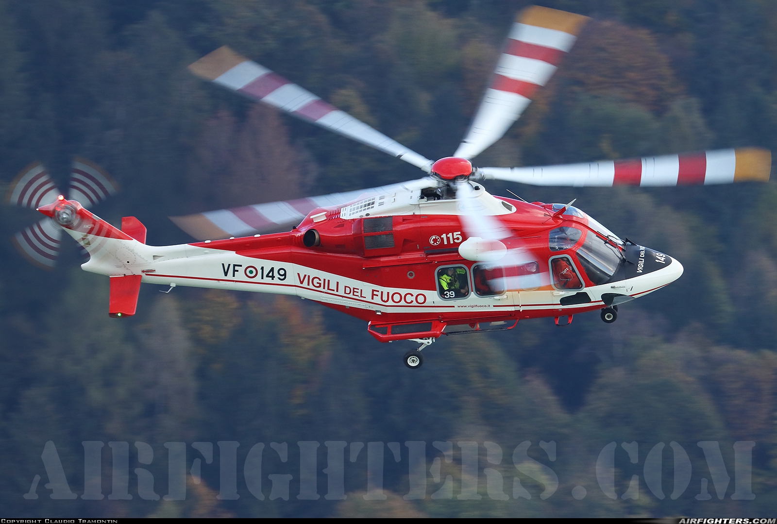 Italy - Vigili del Fuoco AgustaWestland AW139 VF-149 at Off-Airport - Lago di Santa Croce, Italy