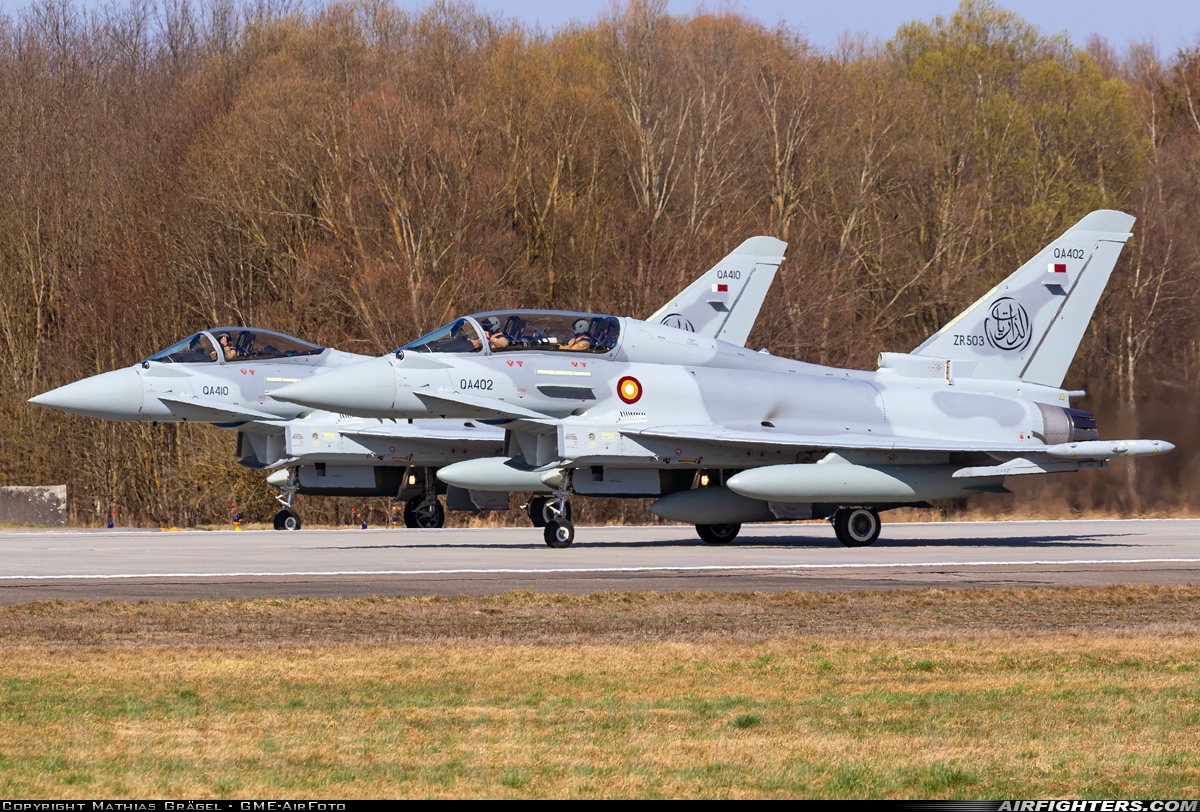 Qatar - Emiri Air Force Eurofighter EF-2000 Typhoon T QA402 at Ingolstadt - Manching (ETSI), Germany
