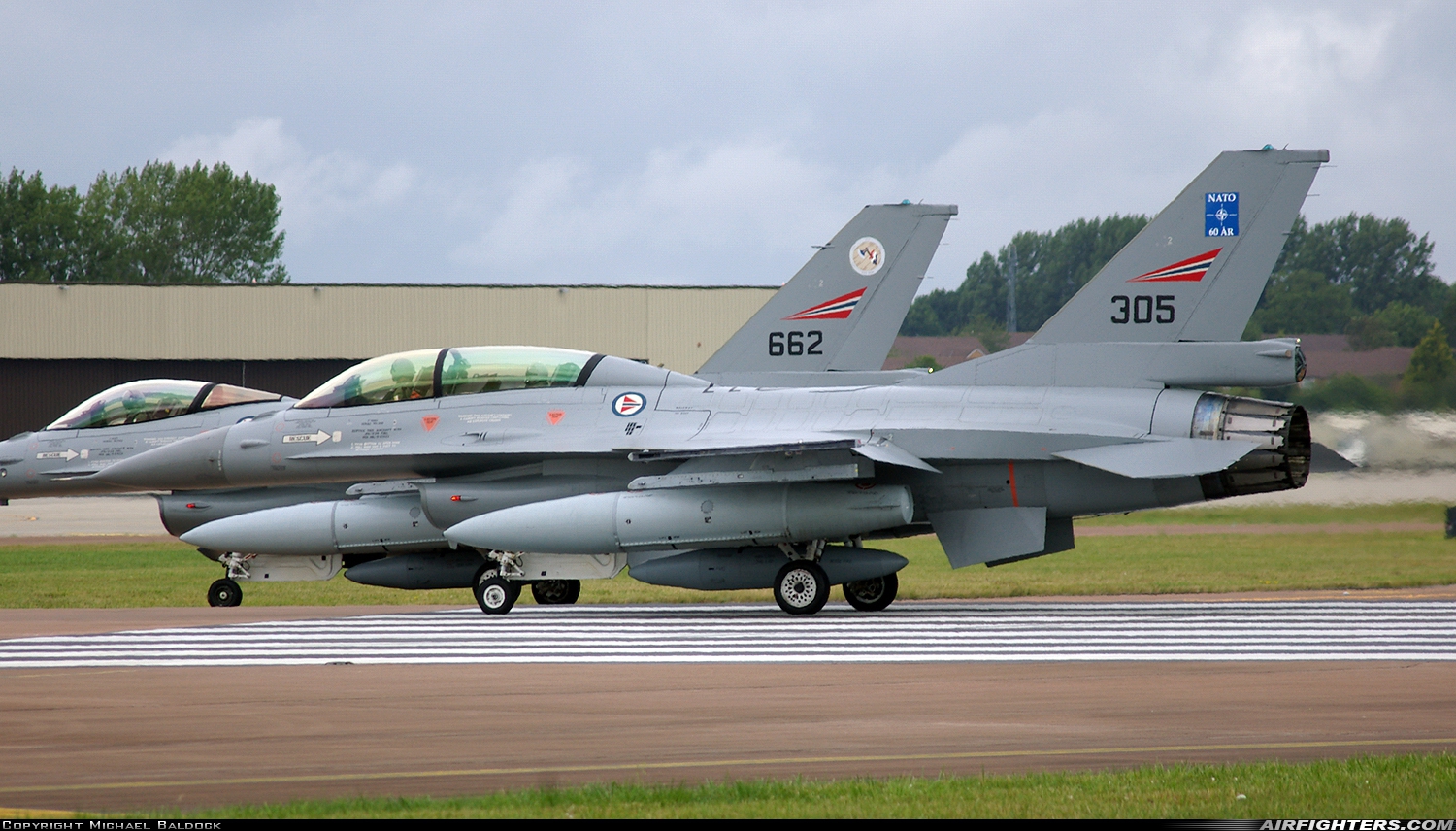 Norway - Air Force General Dynamics F-16BM Fighting Falcon 305 at Fairford (FFD / EGVA), UK