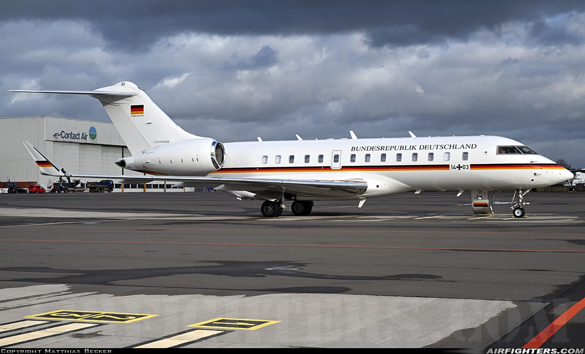 Germany - Air Force Bombardier BD-700-1A11 Global 5000 14+03 at Saarbrucken (- Ensheim) (SCN / EDDR), Germany