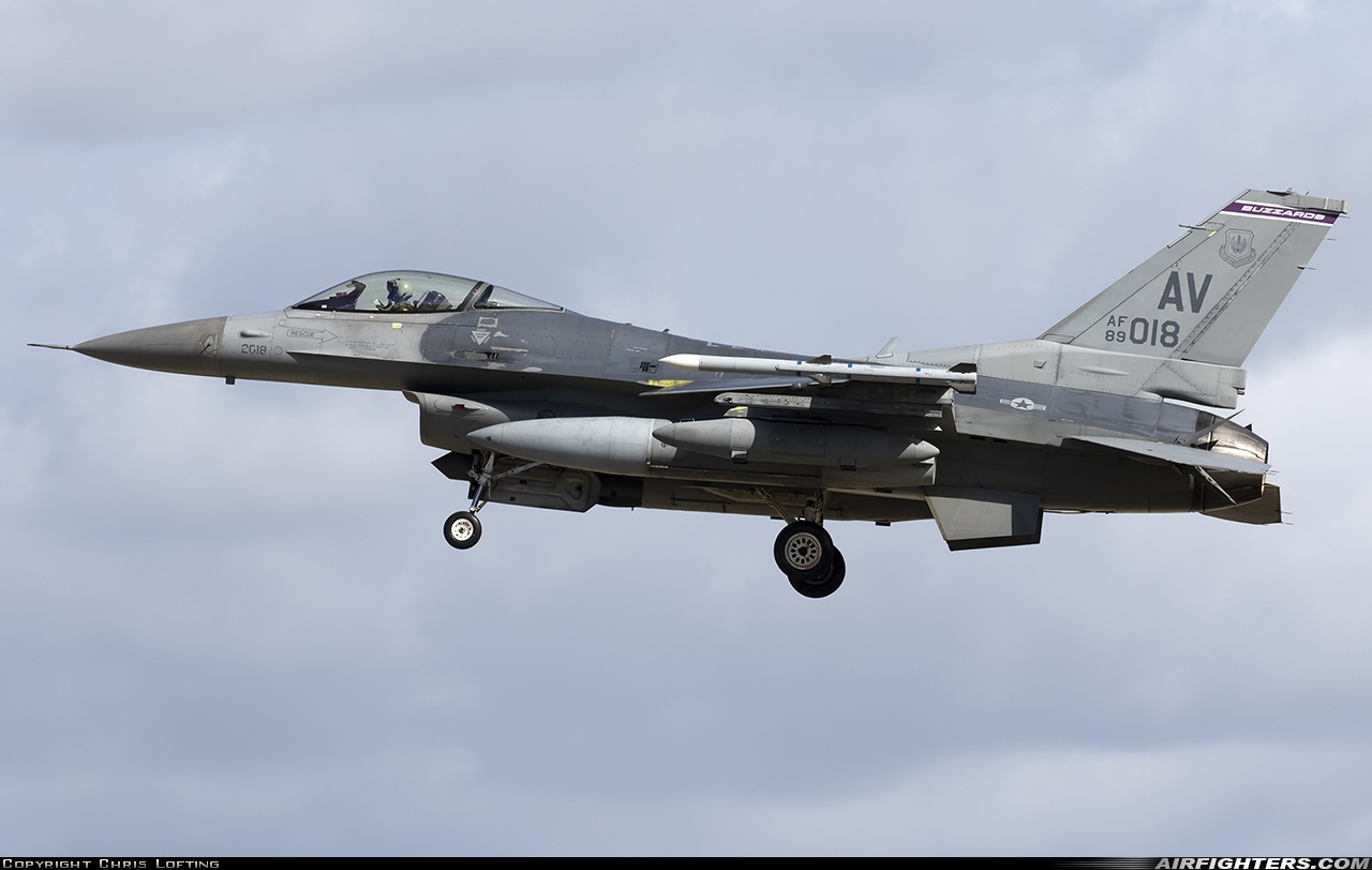 USA - Air Force General Dynamics F-16C Fighting Falcon 89-2018 at Mildenhall (MHZ / GXH / EGUN), UK
