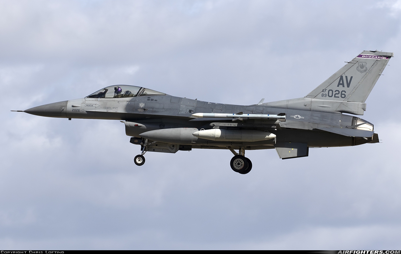 USA - Air Force General Dynamics F-16C Fighting Falcon 89-2026 at Mildenhall (MHZ / GXH / EGUN), UK