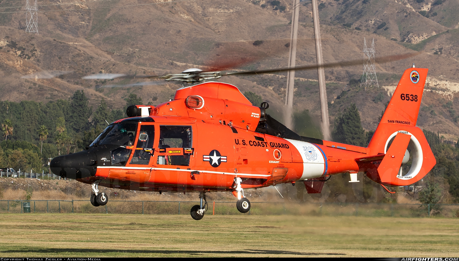 USA - Coast Guard Aerospatiale MH-65E Dolphin (SA-366G-1) 6538 at Off-Airport - Hansen Dam, USA