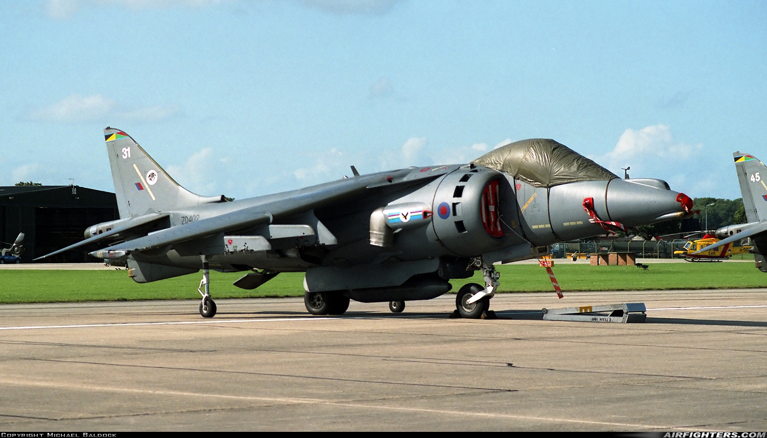 UK - Air Force British Aerospace Harrier GR.7 ZD402 at Yeovilton (YEO / EGDY), UK