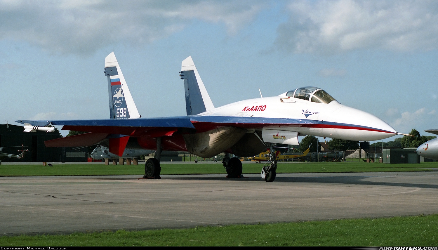 Russia - Gromov Flight Test Institute Sukhoi Su-27P 598 WHITE at Yeovilton (YEO / EGDY), UK