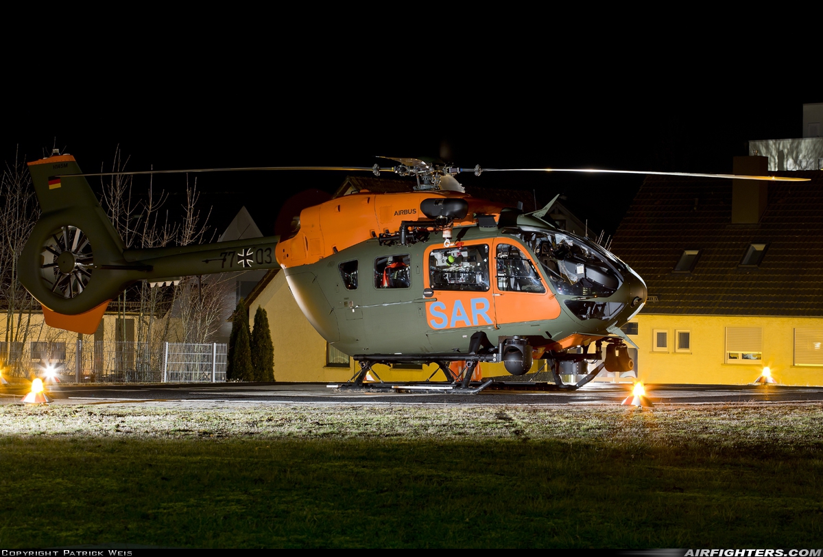 Germany - Army Eurocopter EC-645T2 77+03 at Bad Mergentheim - Caritas Krankenhaus, Germany