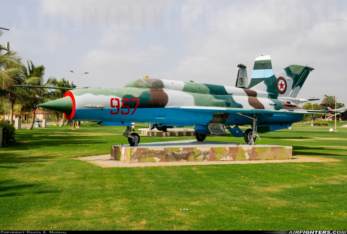 Afghanistan - Air Force Mikoyan-Gurevich MiG-21bis 957 at Karachi - Faisal AB (OPSF), Pakistan