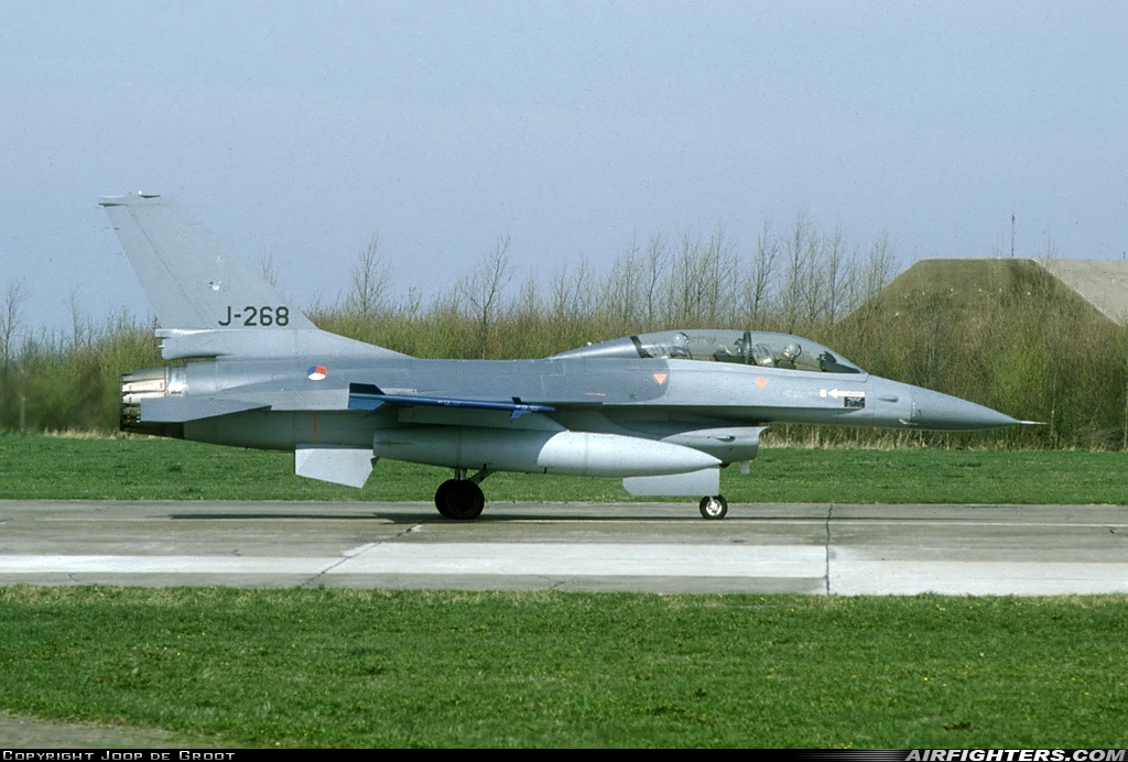 Netherlands - Air Force General Dynamics F-16B Fighting Falcon J-268 at Leeuwarden (LWR / EHLW), Netherlands