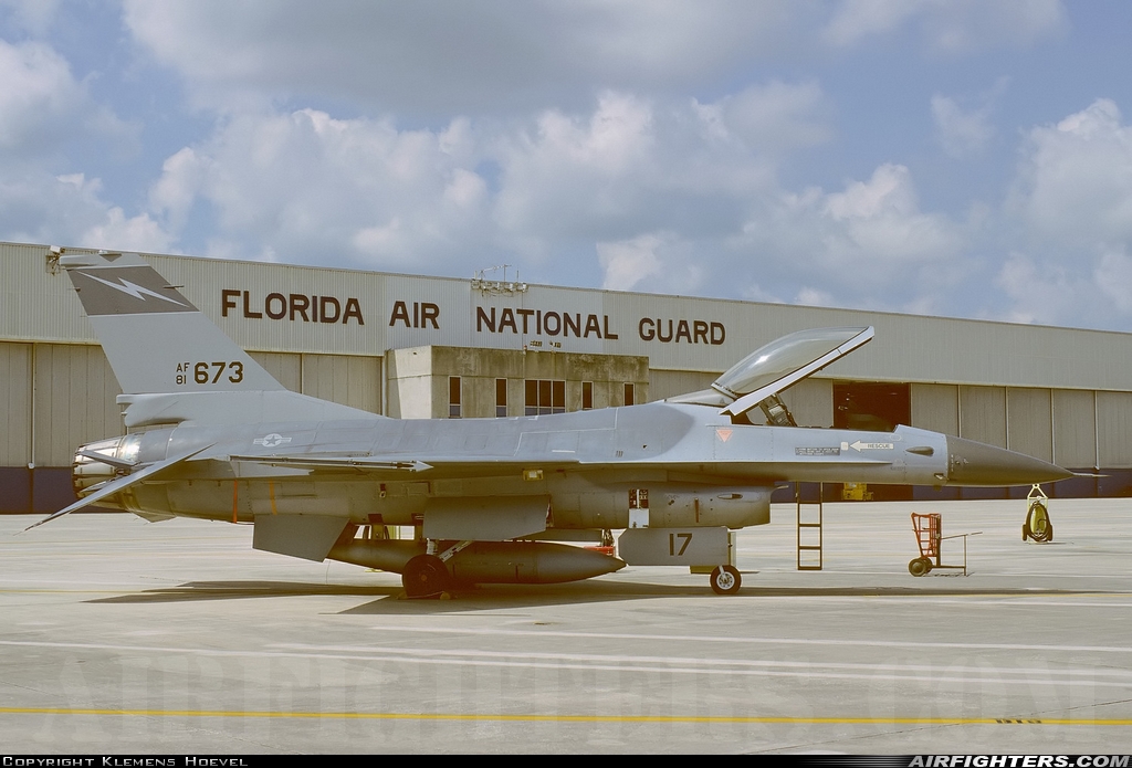 USA - Air Force General Dynamics F-16A Fighting Falcon 81-0673 at Jacksonville - Int. (JAX / KJAX), USA