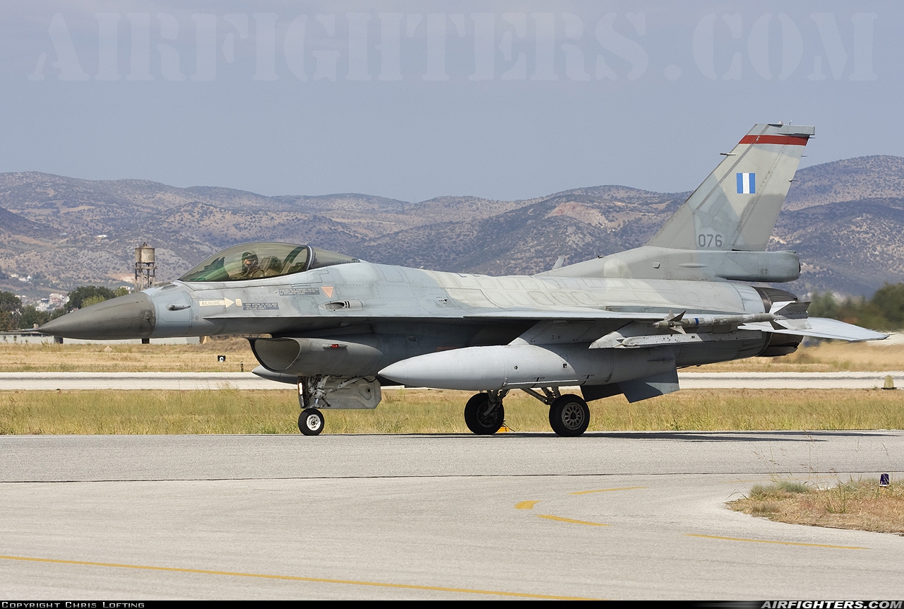 Greece - Air Force General Dynamics F-16C Fighting Falcon 076 at Nea Anghialos (VOL / LGBL), Greece
