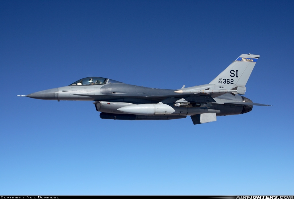 USA - Air Force General Dynamics F-16C Fighting Falcon 86-0342 at Persian Gulf, International Airspace