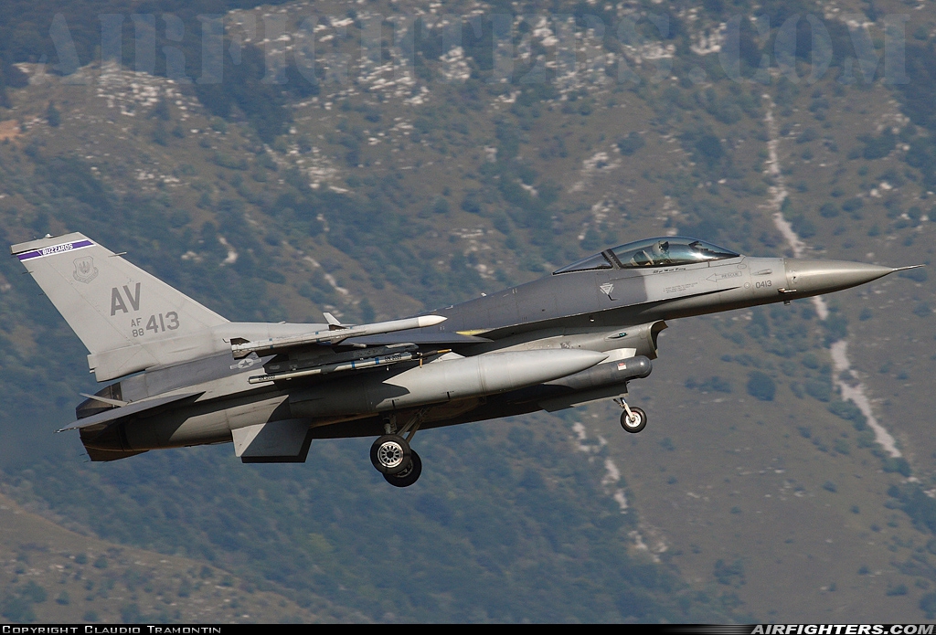 USA - Air Force General Dynamics F-16C Fighting Falcon 88-0413 at Aviano (- Pagliano e Gori) (AVB / LIPA), Italy