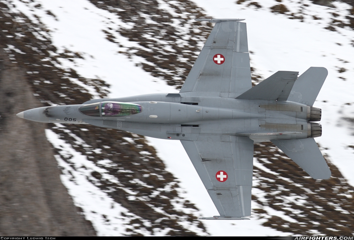 Switzerland - Air Force McDonnell Douglas F/A-18C Hornet J-5005 at Off-Airport - Axalp, Switzerland