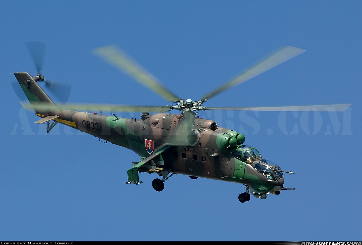 Slovakia - Air Force Mil Mi-35 (Mi-24V) 0833 at Brno - Turany (BRQ / LKTB), Czech Republic