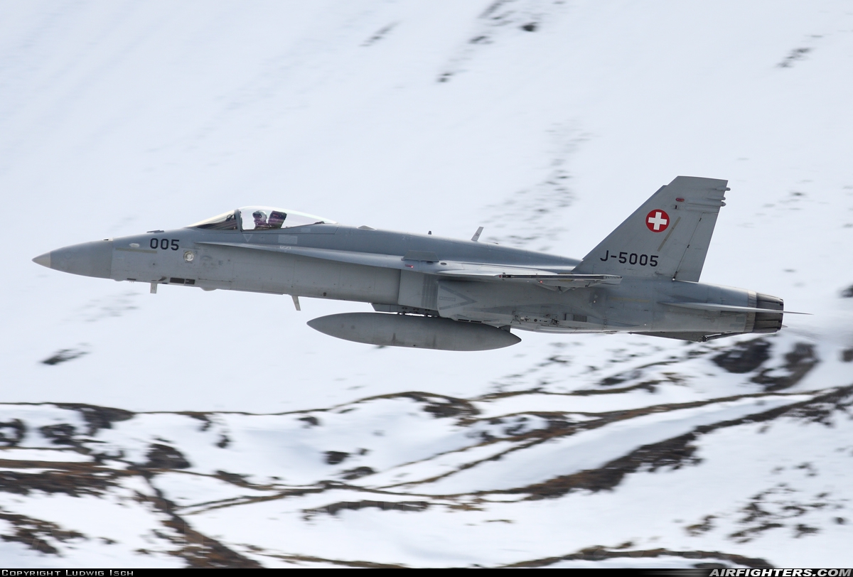 Switzerland - Air Force McDonnell Douglas F/A-18C Hornet J-5005 at Off-Airport - Axalp, Switzerland