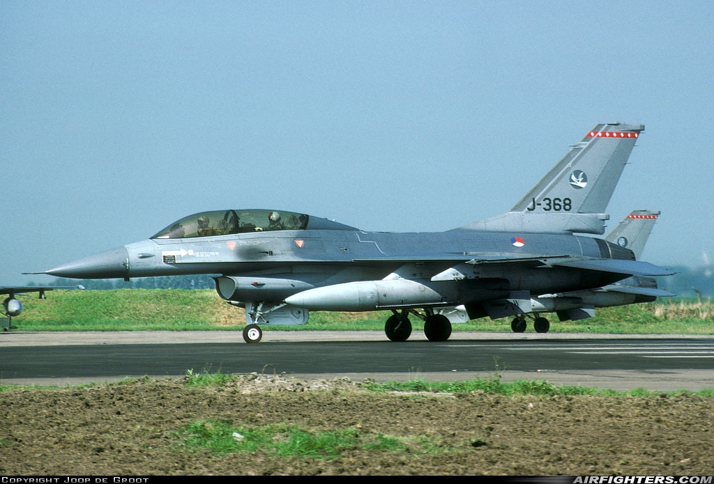 Netherlands - Air Force General Dynamics F-16B Fighting Falcon J-368 at Leeuwarden (LWR / EHLW), Netherlands