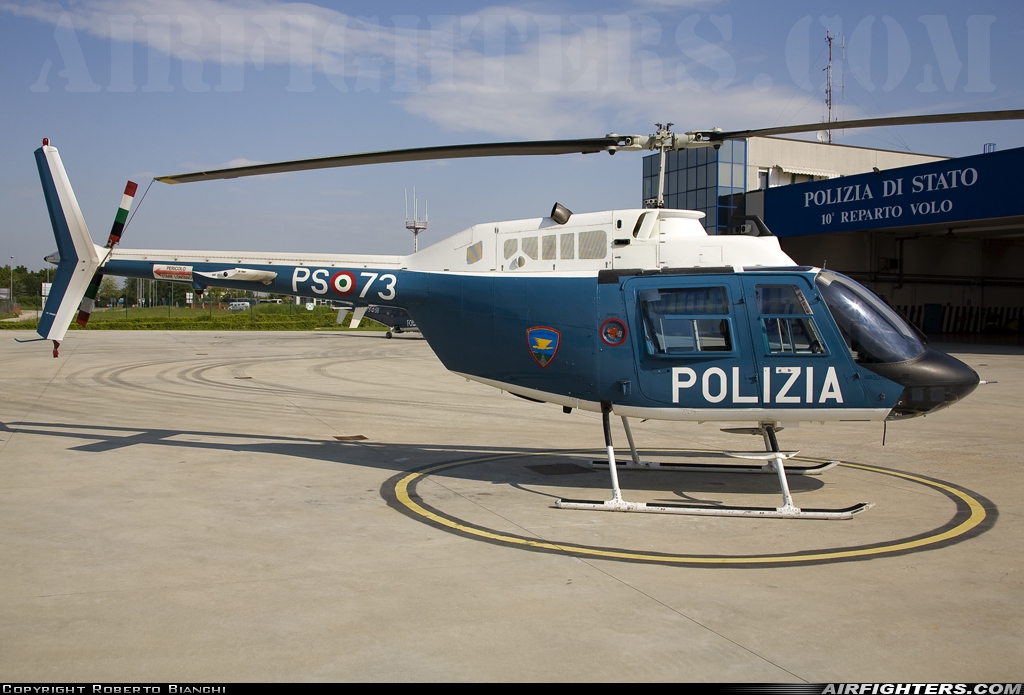 Italy - Polizia Agusta-Bell AB-206B-3 JetRanger III PS-73 at Venice - Tessera (Marco Polo) (VCE / LIPZ), Italy