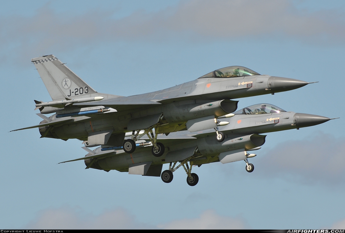 Netherlands - Air Force General Dynamics F-16AM Fighting Falcon J-203 at Leeuwarden (LWR / EHLW), Netherlands