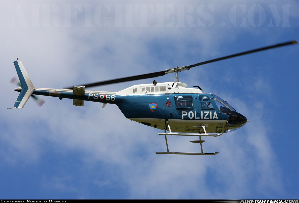Italy - Polizia Agusta-Bell AB-206 JetRanger PS-66 at Verona - Villafranca (Valerio Catullo) (VRN / LIPX), Italy