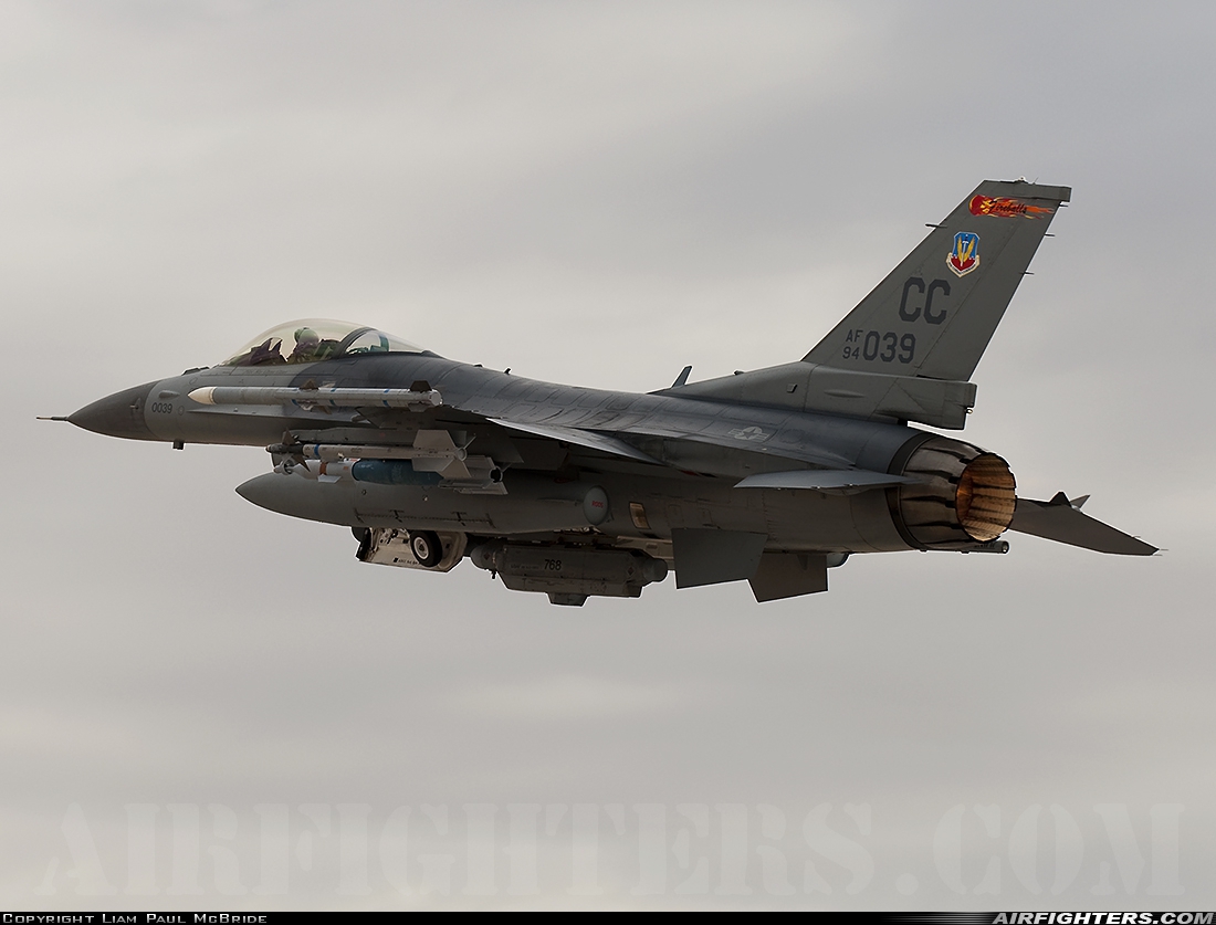 USA - Air Force General Dynamics F-16C Fighting Falcon 94-0039 at Las Vegas - Nellis AFB (LSV / KLSV), USA