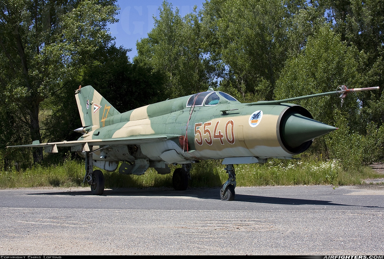 Hungary - Air Force Mikoyan-Gurevich MiG-21bis SAU 5540 at Papa (LHPA), Hungary