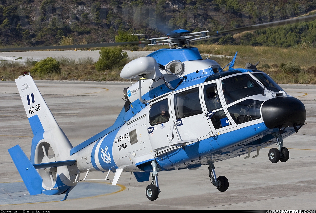 Greece - Coast Guard Aerospatiale SA-365N3 Dauphin 2 HC-36 at Kotroni (KRN / LGKN), Greece