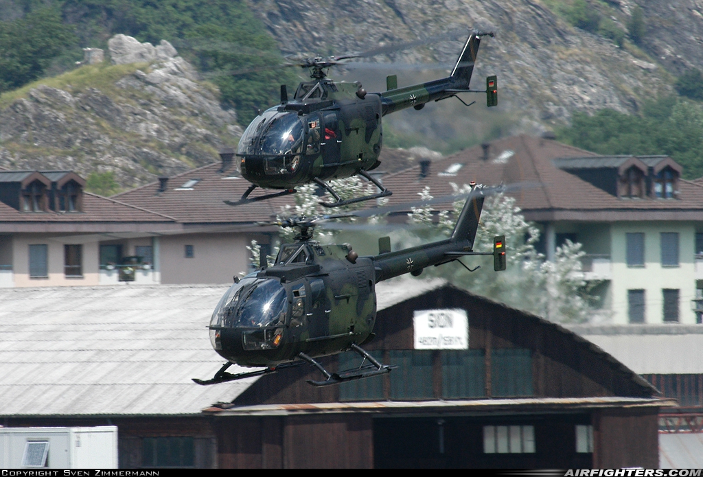 Germany - Army MBB Bo-105P 88+02 at Sion (- Sitten) (SIR / LSGS / LSMS), Switzerland