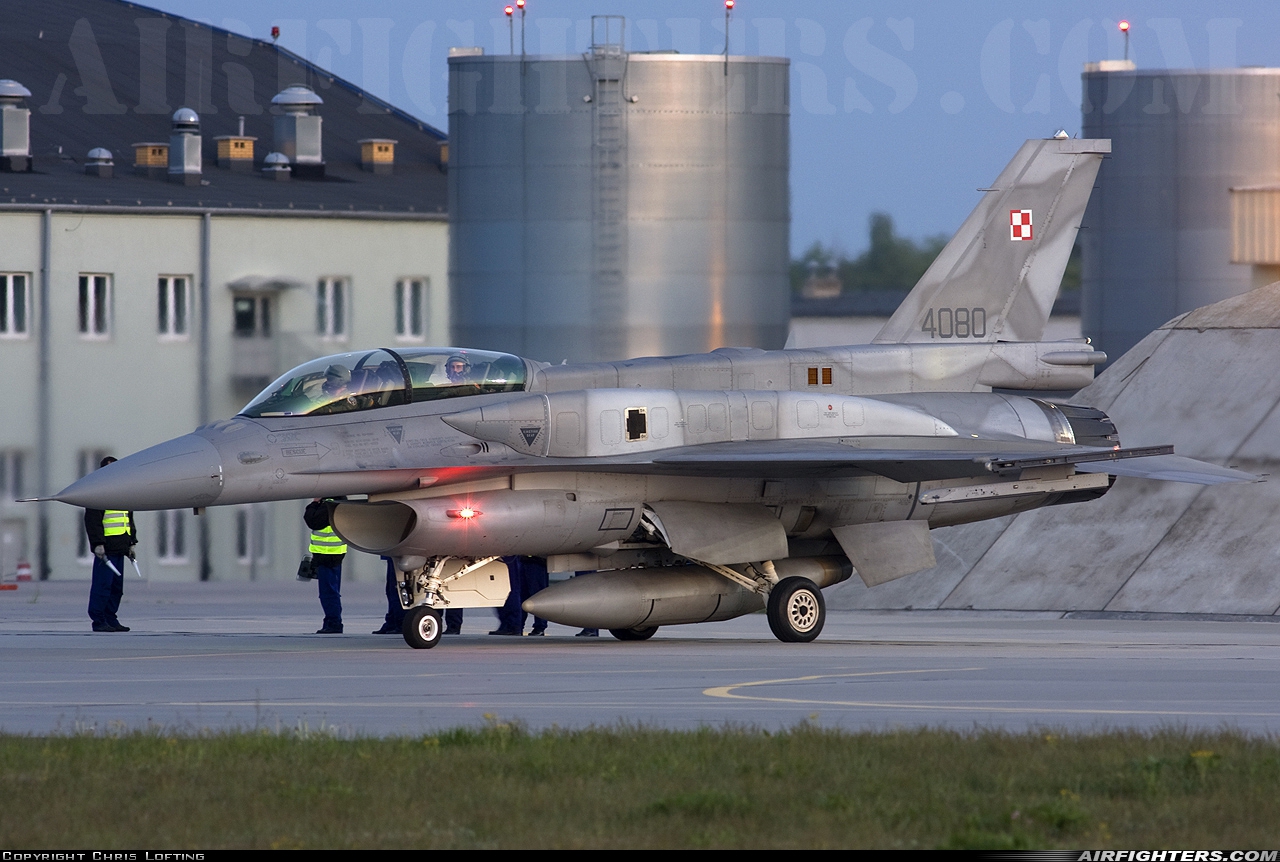 Poland - Air Force General Dynamics F-16D Fighting Falcon 4080 at Poznan / Krzesiny (EPKS), Poland