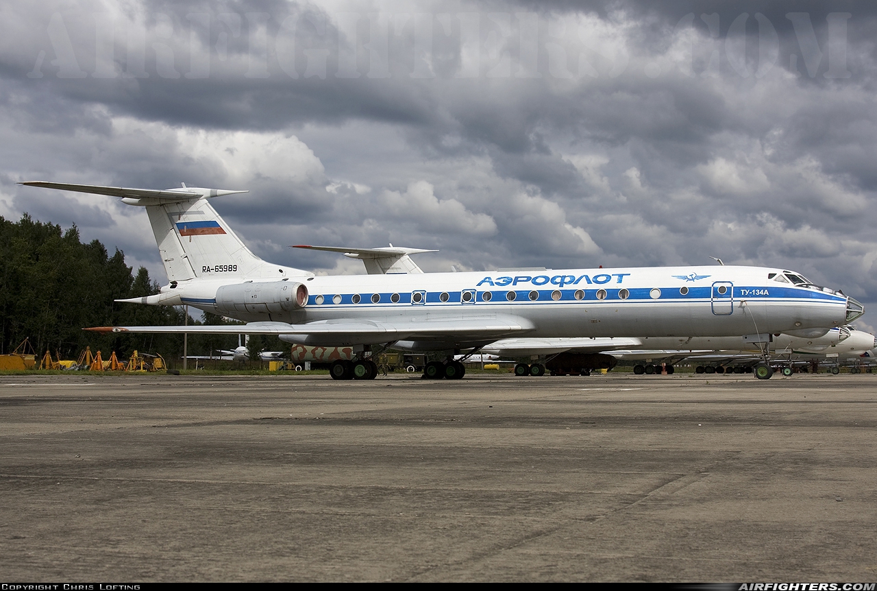 Russia - Air Force Tupolev Tu-134A RA-65989 at Chkalovsky (CKL / UUMU), Russia