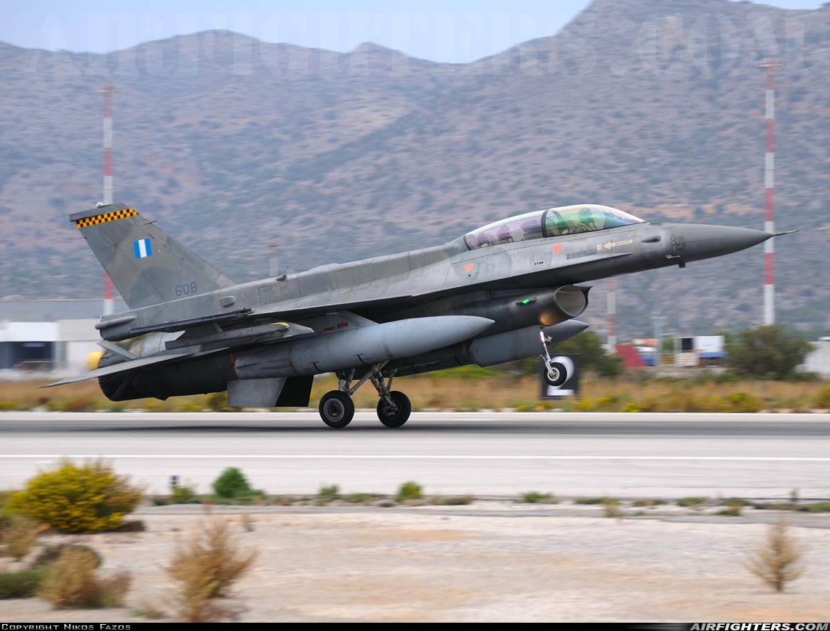Greece - Air Force General Dynamics F-16D Fighting Falcon 608 at Chania - Souda (CHQ / LGSA), Greece
