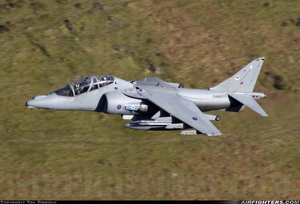 UK - Air Force British Aerospace Harrier T.12 ZH663 at Off-Airport - Machynlleth Loop Area, UK